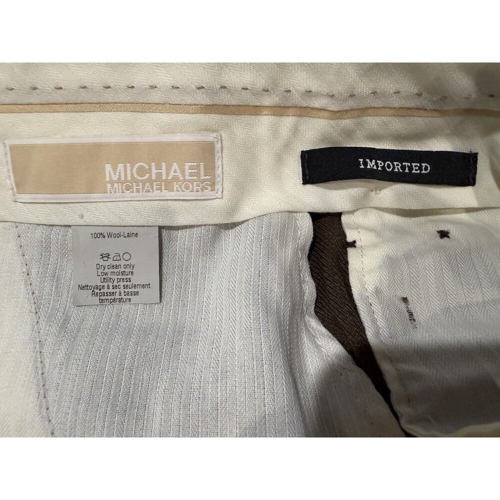 NWT Michael Kors 34x31 Brown Flat Front Straight Stretch Men's Dress Pants - Picture 7 of 7
